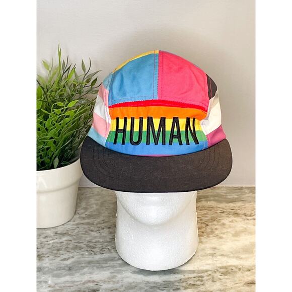 HUMAN Rainbow Black Bill Mens Womans Baseball Style Cap Adult Adjustable - Picture 1 of 6